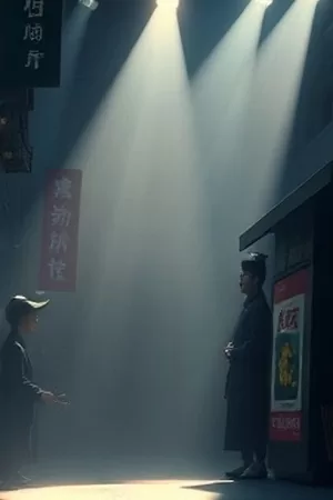 灯塔值守日志竖版海报：风暴夜里亮着的灯塔光束